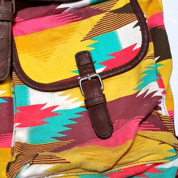 Mossimo Boho Azte  Southwestern Pattern Large Canvas Backpack - Picture 4 of 11